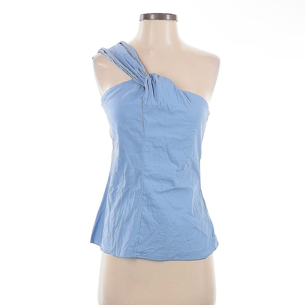 Zara Light Blue Linen Top One Shoulder